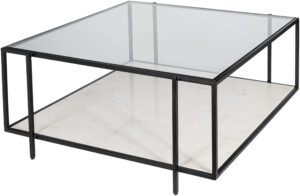 Surya - Alecsa Coffee Table w/ Marble Bottom - Black EAA-006