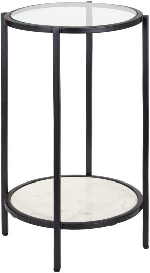 Surya - Alecsa End Table w/ Marble Bottom - Black EAA-009