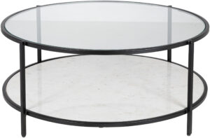 Surya - Alecsa Coffee Table w/ Marble Bottom - Black EAA-010