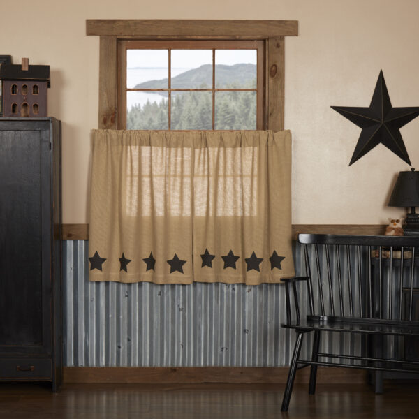 VHC-12398 - Burlap w/Black Stencil Stars Tier Set of 2 L36xW36