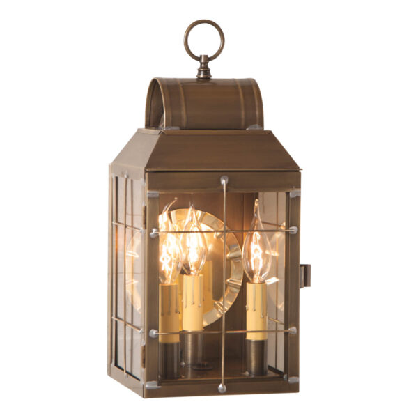Antiqued Solid Brass Martha's Wall Lantern in Weathered Brass - 3-Light