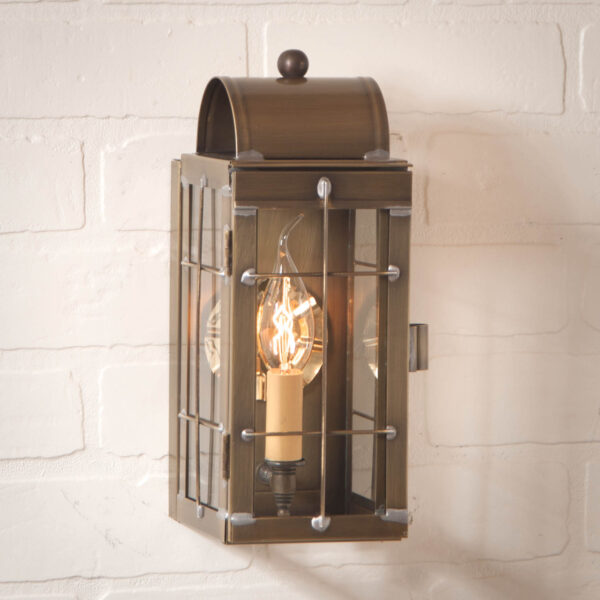 Antiqued Solid Brass Cape Cod Wall Lantern in Weathered Brass - 1-Light Outdoor Lights