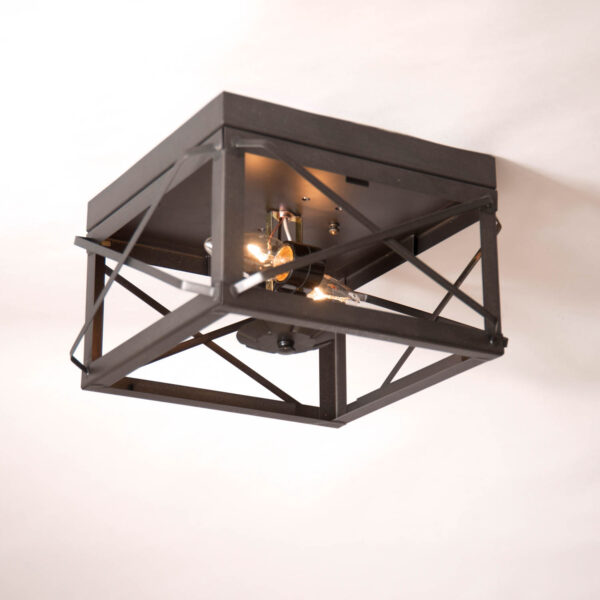 Kettle Black Double Ceiling Light with Folded Bars in Kettle Black Ceiling Lights