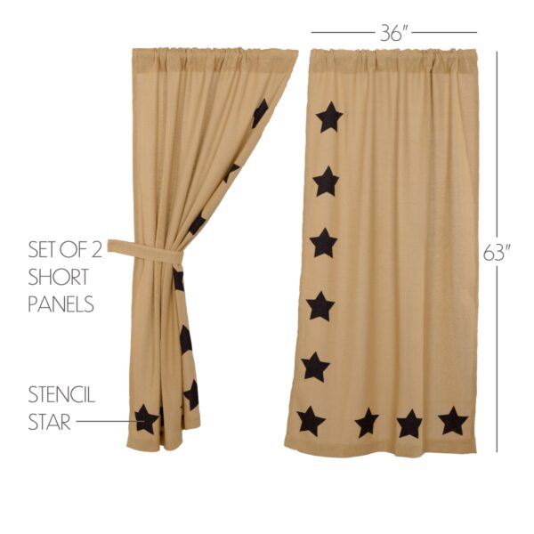 VHC-17479 - Burlap w/Black Stencil Stars Short Panel Set of 2 63x36