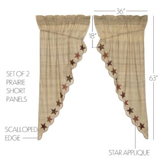 Primitive Abilene Star Prairie Short Panel Set of 2 63x36x18 by Mayflower Market