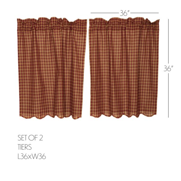 VHC-20130 - Burgundy Check Scalloped Tier Set of 2 L36xW36
