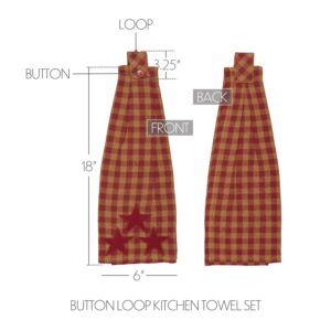 VHC-20162 - Burgundy Star Button Loop Kitchen Towel