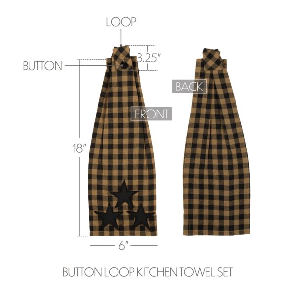 VHC-20188 - Black Star Button Loop Kitchen Towel