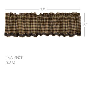 VHC-20236 - Black Check Scalloped Layered Valance 16x72