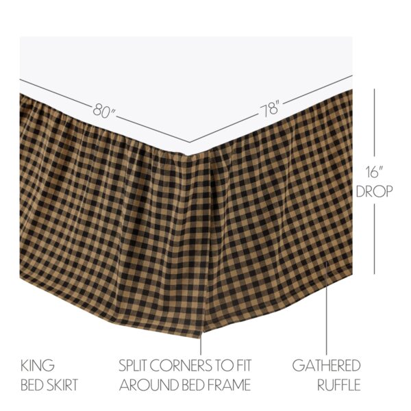 VHC-20254 - Black Check King Bed Skirt 78x80x16
