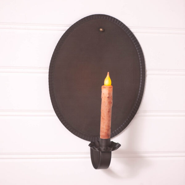 Kettle Black Round Crimped Tin Candle Sconce Candle Holders
