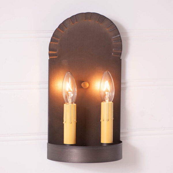 Kettle Black 2-Light Colonial Electric Tin Sconce Wired Sconces