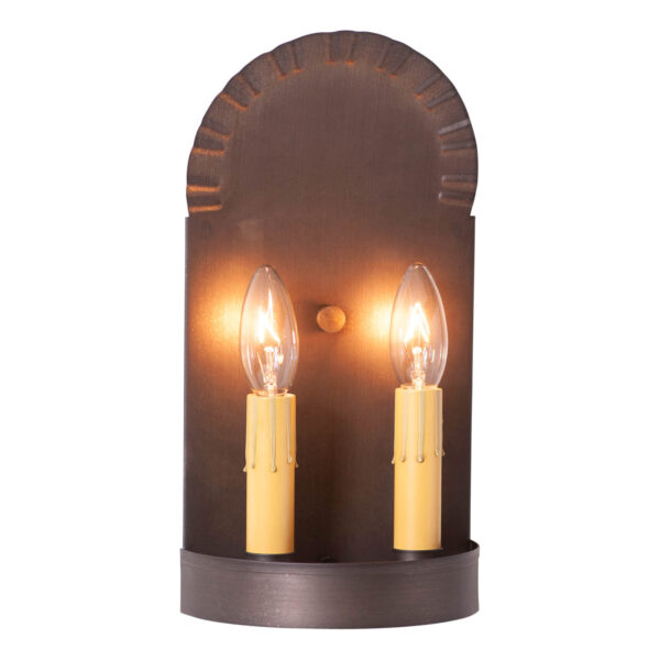 Kettle Black 2-Light Colonial Electric Tin Sconce