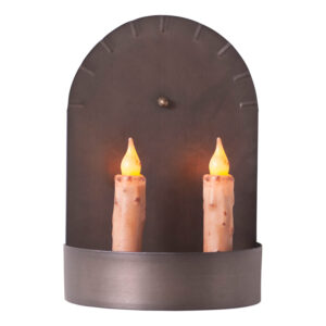 Kettle Black Short 2-Candle Colonial Tin Sconce