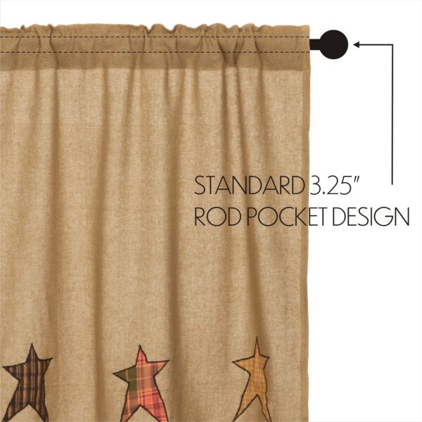 VHC-21608 - Stratton Burlap Applique Star Prairie Curtain Set-2 63x36x18
