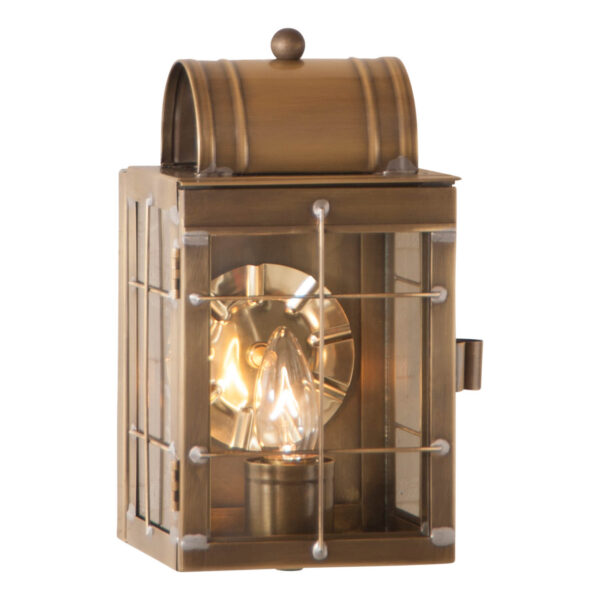 Antiqued Solid Brass Small Wall Lantern in Weathered Brass - 1-Light