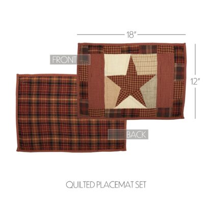 Primitive Abilene Star Quilted Placemat Set of 6 12x18 by Mayflower Market