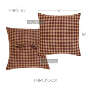 VHC-32168 - Burgundy Check Fabric Pillow 16x16