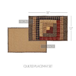 Rustic Millsboro Placemat Log Cabin Block Quilted Set of 6 12x18 by Oak & Asher