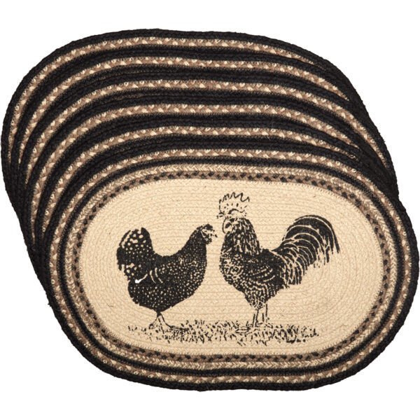 VHC-34065 - Sawyer Mill Poultry Jute Placemat Oval Set of 6 12x18