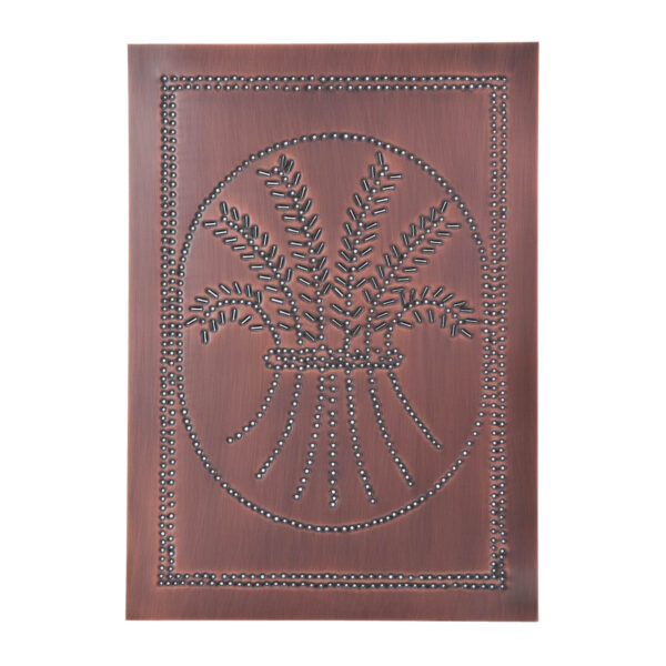 Antiqued Solid Copper Vertical Wheat Panel in Solid Copper Cabinet Panels