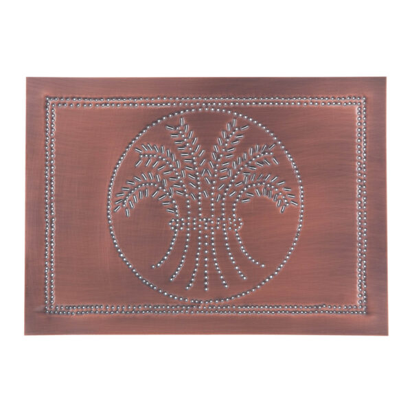 Antiqued Solid Copper Horizontal Wheat Panel in Solid Copper Cabinet Panels