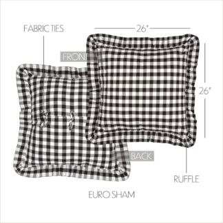 Farmhouse Annie Buffalo Black Check Fabric Euro Sham 26x26 by April & Olive