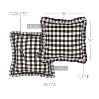 Farmhouse Annie Buffalo Black Check Ruffled Fabric Pillow 18x18 by April & Olive