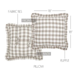 Farmhouse Annie Buffalo Grey Check Ruffled Fabric Pillow 18x18 by April & Olive