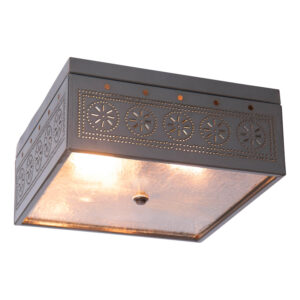 Country Tin Square Ceiling Light with Chisel in Country Tin