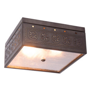 Kettle Black Square Ceiling Light with Chisel in Kettle Black
