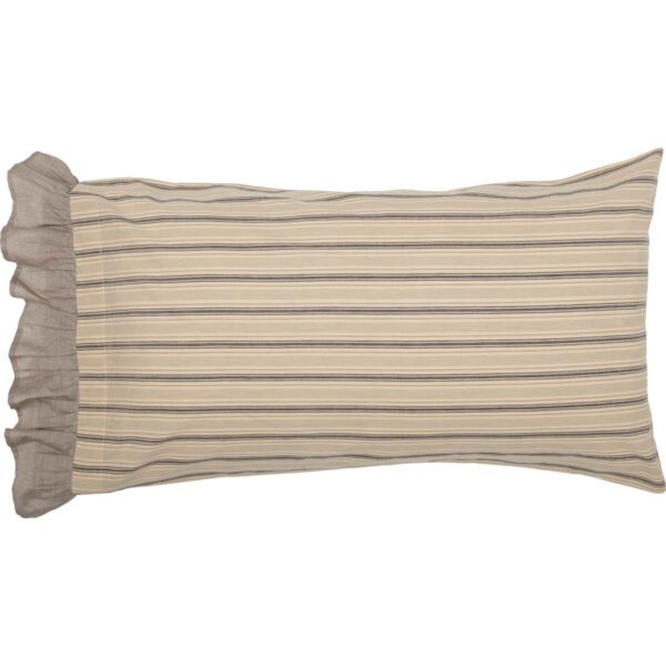 VHC-45794 - Sawyer Mill Charcoal Stripe Ruffled King Pillow Case Set of 2 21x40