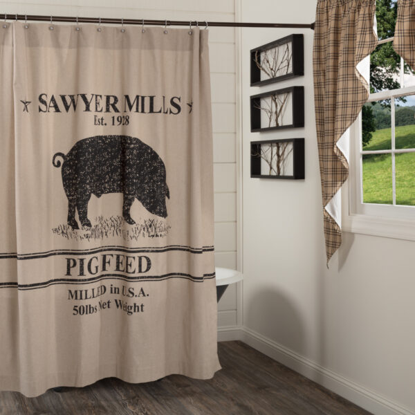 VHC-45801 - Sawyer Mill Charcoal Pig Shower Curtain 72x72