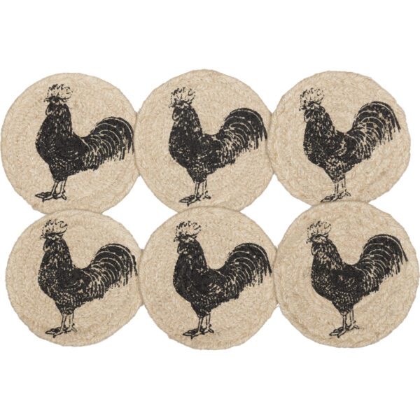 VHC-45806 - Sawyer Mill Charcoal Poultry Jute Coaster Set of 6