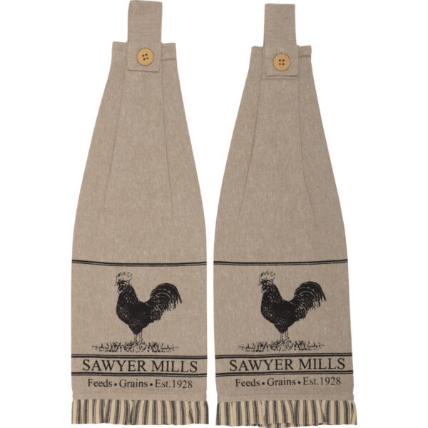 VHC-45878 - Sawyer Mill Charcoal Poultry Button Loop Kitchen Towel Set of 2