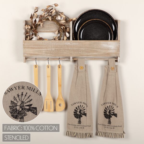 VHC-45879 - Sawyer Mill Charcoal Windmill Button Loop Kitchen Towel Set of 2