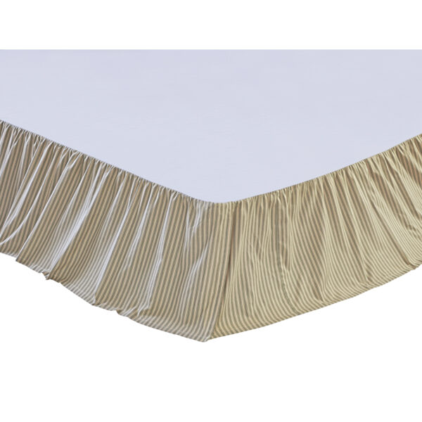 VHC-50504 - Prairie Winds Green Ticking Stripe Queen Bed Skirt 60x80x16