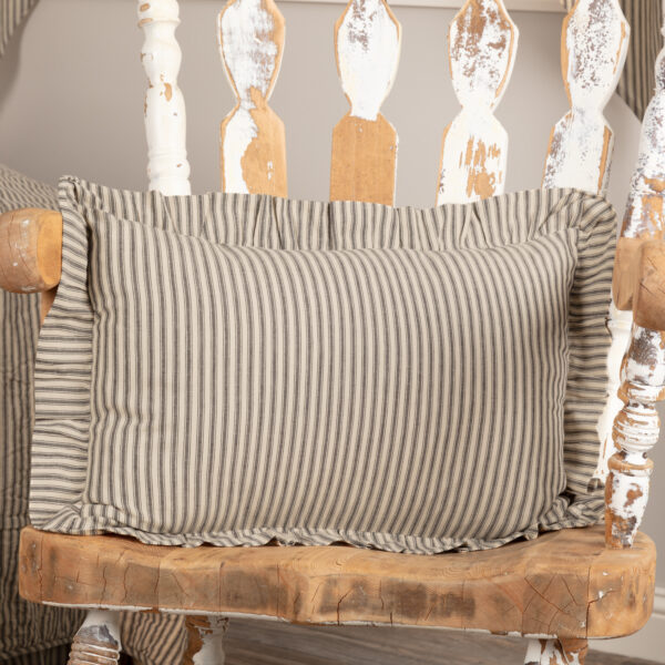 VHC-51298 - Sawyer Mill Charcoal Ticking Stripe Fabric Pillow 14x22