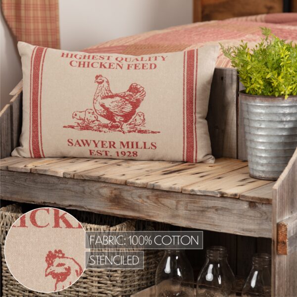 VHC-51321 - Sawyer Mill Red Hen and Chicks Pillow 14x22