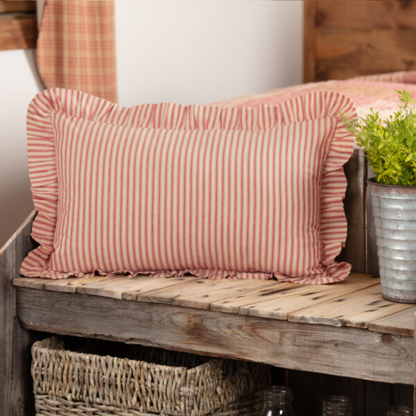 VHC-51327 - Sawyer Mill Red Ticking Stripe Fabric Pillow 14x22