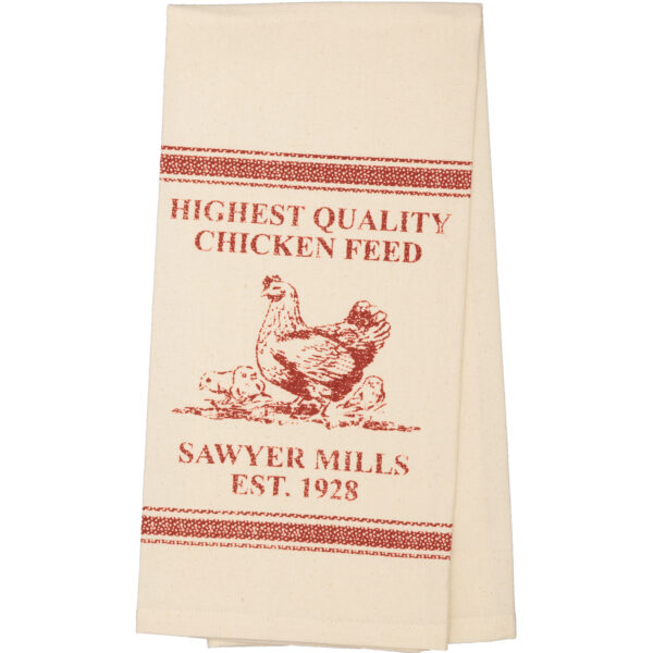 VHC-51347 - Sawyer Mill Red Chicken Muslin Unbleached Natural Tea Towel 19x28
