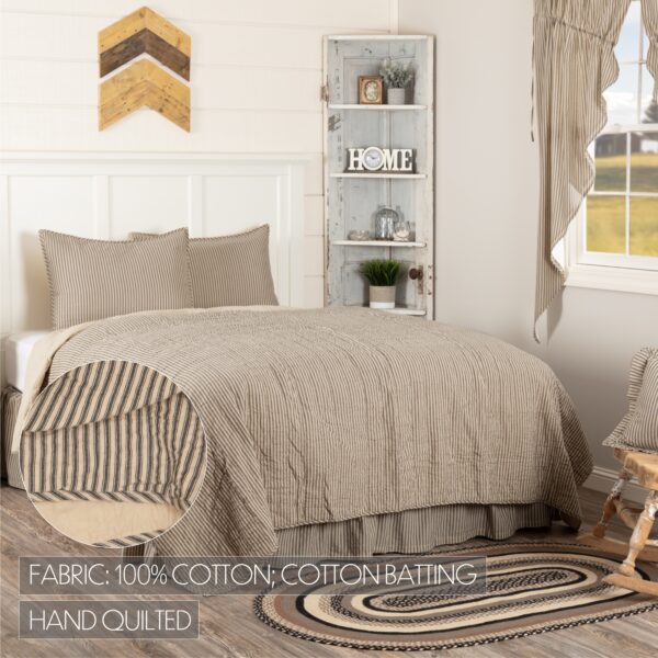 VHC-51710 - Sawyer Mill Charcoal Ticking Stripe King Quilt Set; 1-Quilt 105Wx95L w/2 Shams 21x37