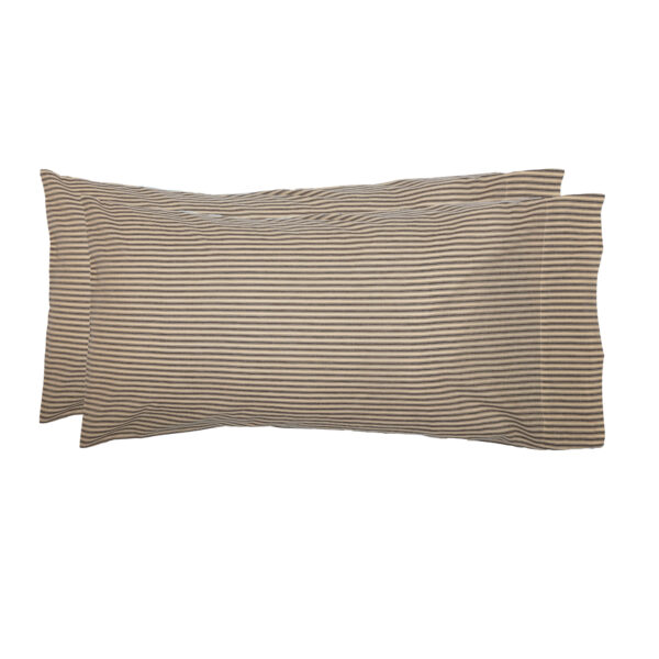 VHC-51926 - Sawyer Mill Charcoal Ticking Stripe King Pillow Case Set of 2 21x40