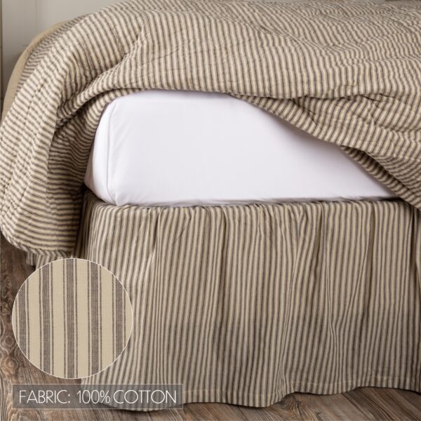 VHC-51932 - Sawyer Mill Charcoal Ticking Stripe King Bed Skirt 78x80x16