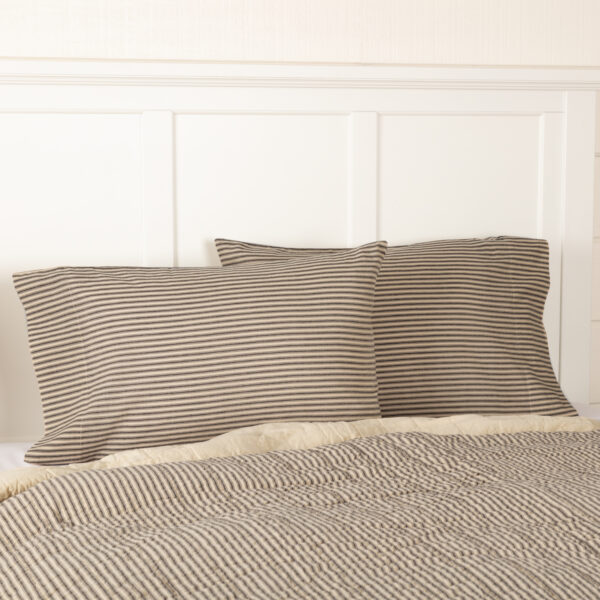 VHC-51935 - Sawyer Mill Charcoal Ticking Stripe Standard Pillow Case Set of 2 21x30