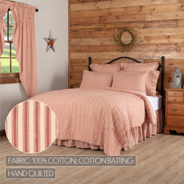 VHC-51945 - Sawyer Mill Red Ticking Stripe King Quilt Coverlet 105Wx95L