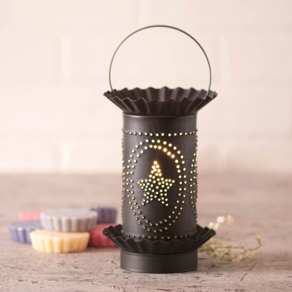 Kettle Black Mini Tartwarmer with Star Oval Design in Kettle Black Wax Melters