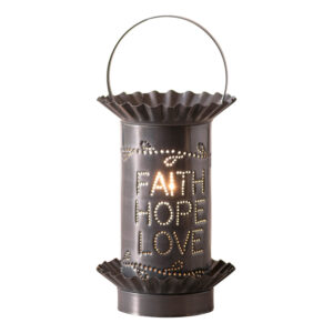Country Tin Mini Tartwarmer with Vertical Faith Hope Love in Country Tin