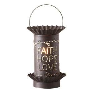 Kettle Black Mini Tartwarmer with Vertical Faith Hope Love in Kettle Black