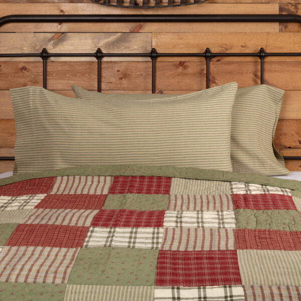 VHC-56749-Prairie Winds Green Ticking Stripe King Pillow Case Set of 2 21x40